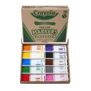 Crayola Fine Line Markers, Assorted Classic Classpack, Box Of 200